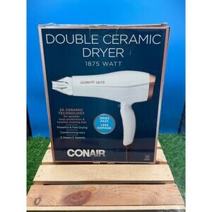 Conair Double Ceramic 1875 Watt Hair Dryer - White/Rose Gold - New in Box